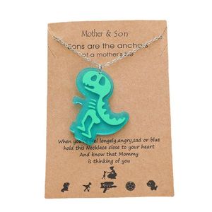 Pendant Necklaces Novelty Fashion Acrylic Dinosaur MOM And Son Necklace Colorful Transparent Animal Chain Party GiftPendant