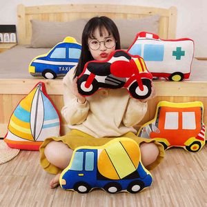 Tipi di veicoli Peluche Cuscino Decor Cartoon Transport s Bambini Escavatore Auto della polizia Barca a vela Motore J220704