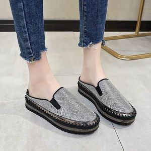 2023 Large Size 35-43 Women's Slippers Fashion Rhinestone Sponge Cake Thick-Soled Outdoor Comfortable Casual Sandals