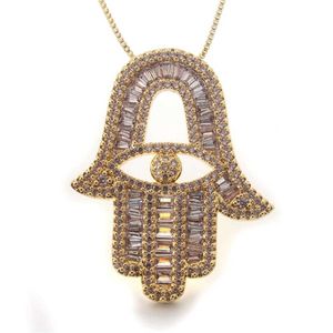 1PC MHS.SUN Women Cubic Zircon Jewelry With Evil Eye of Horus AAA Hands Pendant Necklace Chain Choker For Women/Men Gift 210721267J