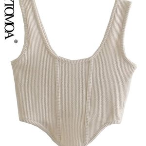 KPYTOMOA Frauen Mode Ausgestattet Schlank Asymmetrie Rippen Stricken Tank Tops Vintage Backless Breite Bügel Weibliche Camis Mujer 220316