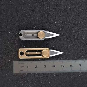 EDC Pocket Knife 420J2 Stone Wash Blade mässing/TC4 Titanlegeringshandtag Mini Utility Knives