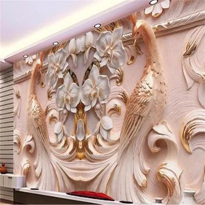 Foto 3D de papel de parede personalizada Grande Pavão relevo Butterfly TV Floral Murais
