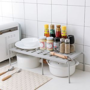 Keukenkast aanrecht plank Organisator rekken uitbreidbare stapelbare pasvorm voor keuken badkamer onder gootsteen pantry bureaublad opslag