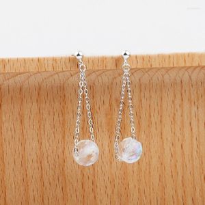 Elegant Temperament Fringed Long Silver Earrings 925 Sterling Japan And Korea Colorful Ball Bead Dangle & Chandelier