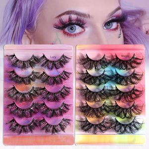 8D Dazzling Colors False Eyelashes Colorful Crisscross Messy Lashes Thick Exaggerated Colored Faux Mink 5 Pairs Eyelashes