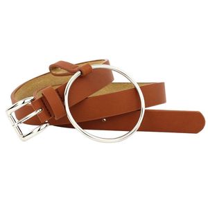 Belts Selling Round Buckle Female Leisure Jeans Wild Belt Without Pin Metal Brown PU Leather Black Strap WomenBelts