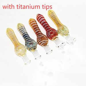 Glass Nector Collector Kit with Quartz Tips Stainless Steel Tip Hookahs Dab Straw Oil Rigs Silicone Smoking Pipe Smoke Accessories Wholesale