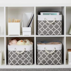 Storage Boxes & Bins Large Folding Box Canvas Fabric Cubes For Shelves Clothes Toys Books Perfect Organizer Foldable Basket With Handles