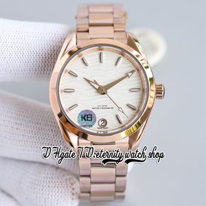 RWF Aqua Terra 150M A8800 ASSISTA AUTROMÁTICO DE MULHERAS 231.50.34.20.55.001 34mm Padrão de onda em relevo Dial de ouro rosa Aço inoxidável Super edição Eternity Relógios Eternity