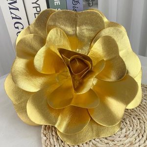 Decorative Flowers & Wreaths Golden PE Flat Bottom Rose Flower Head Artificial Stage Wedding Wall Background Window Layout Fake Home Deco