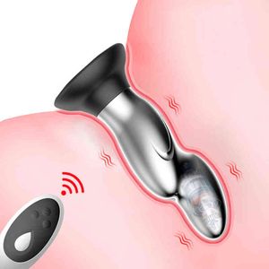 NXY anal Toys Metal Vibrator Plug Sex for Men Massager Rostfritt stål Butt G Spot Anus Stimulator Remote Vagina Vibrator 220506
