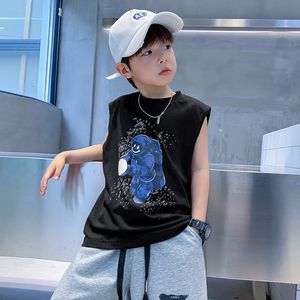 Kid Tank Top Halter Vest Cartoon Boy Cotton без рукавов футболка Summer 2022 Top Top