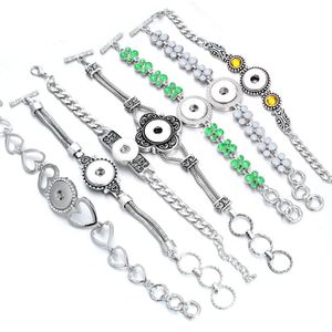 Charm-Armbänder, Metall-Schnapparmband, verstellbarer Schmuck, Strass, silberfarben, für 18–20 mm DIY-Armreifen