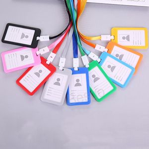 Красочные держатели идентификационные карты держатели визитной карточки Держатель прозрачная пластиковая карты студентов -работников обложка с Lanyard BH7010 TYJ