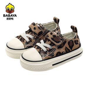 Babaya Bebek Kız Ayakkabı Sonbahar Düşük kesilmiş Leopar Desen Moda Vahşi Çocuklar Kızlar Bebek Günlük Tuval Ayakkabıları 1-3 yaşında LJ201214