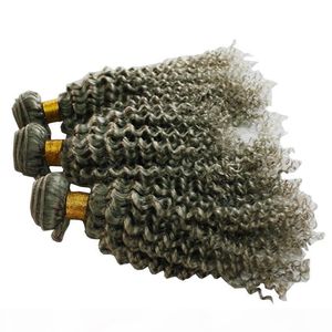 Wholesale gray blonde hair for sale - Group buy CE certificated silver grey hair extensions g g g piece human grey hair weave brazilian kinky curly gray blonde brown hair283h