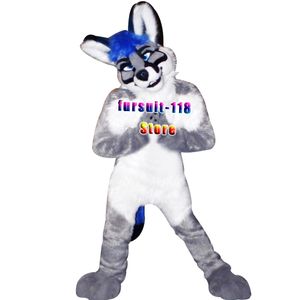 Fursuit Długowłosy Husky Dog Fox Wolf Maskotki Kostium Futro Kreskówki Postać Lalka Halloween Party Cartoon Set but # 266