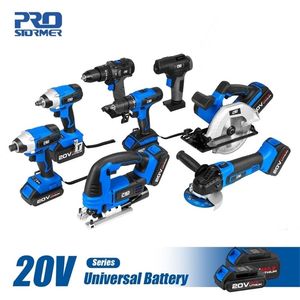 8 in 1 Cordless Screwdriver Drill Hammer Drill Impact Wrench Angle Grinder Circular Saw Jig Saw Air Inflator 20V Lithium Battery 201225