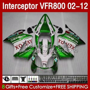 Kropp för Honda Interceptor VFR 800RR 800 VFR800 RR White Green CC VFR800RR 02 2002 2003 2004 2005 2006 2007 129NO.130 800cc 02-12 Bodywork VFR-800 08 09 10 11 12 FAIRING