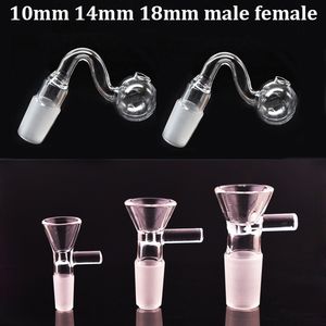 Kavisli cam yağ brülör borusu açık 10mmm 14mm 18mm erkek 30mm top büyük boy kalın pyrex tütün kuru bitki kase parçaları en ucuz