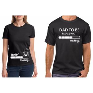 Men's T-Shirts Couple T Shirt Clothes Pure Cotton Pregnancy Baby Loading Dad To Be Funny Valentine Gift For TShirt Plus SizeMen's