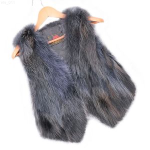 Real Raccoon Fur Vest Women's Short Design Casual Natural Coat Gradient Color Outwear T220716