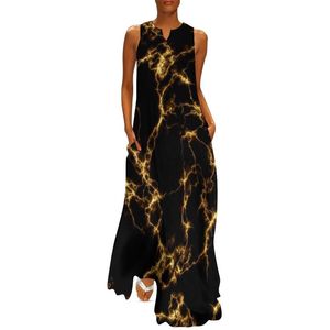 Casual Dresses Elegant Golden Marble Dress Spring Cool Black Gold Gorgeous Marbles Street Style Bohemia Long Women Kawaii Maxi DressCasual