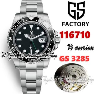 GSF V4 GMT GS116710 CAL.3285 GS3285 Automatyczna męska zegarek czarna ceramiczna ramka Czarna tarcza 904L Bransoletka ze stali nierdzewnej z tym samym serialowym kartem gwarancyjnym Watche Eternity Watches