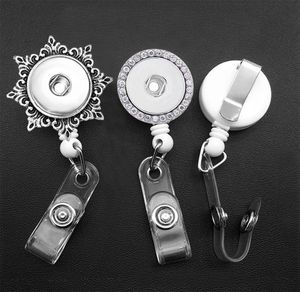 Pendant Necklaces Fit 18mm Snap Button Retractable Pull Badge Reel ID Lanyard Name Tag Card Holder Reels Keyring Chain Clip Necklace B01Pend