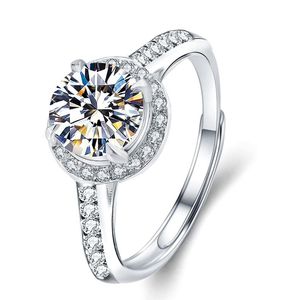 D kleur karaat solitaire moissaniet verlovingsring voor vrouwen sprankelend lab gekweekte diamanten bandring zilveren sieraden
