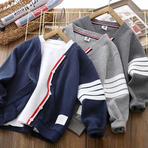 Cardigan Coat de meninos Spring e Autumn Medium e Big Children Casual Top Super Knitwear Style ocidental