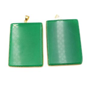 Pendanthalsband 1pc Square Green Jade Gold Color Plated Connector för halsbandsmycken Diypendant