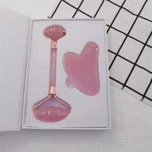 Factory Massage Resin Face Roller Rose Gua Sha Facial Rollers Eye Slimmer Scraper Cosmetic Skin Care Beauty Tool with Gift Box Set258H
