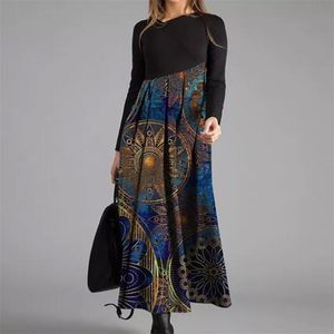 Fashion Women Shirt Dress Long Sleeve O Neck Chic Printing Dress Winter Female Casual Dresses Ladies Office Long Dress 210303