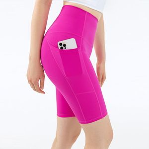 Completo da yoga LOLI Pantaloncini da motociclista da 8 '' per donna Allenamento per il controllo della pancia a vita alta con tasche Leggings corti da palestra a compressioneYoga