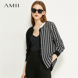 AMII minimalism Autumn Female Cardigan Fashion Sticked skarvad fullärmad enbröd tröjor för kvinnor 12030389 201224