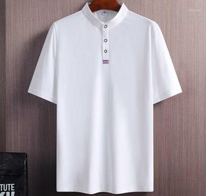 M-8XL Plus Size 2022 Verão Stand-up Collar Algodão Homens Casuais Manga Curta Tees T-Shirt Streetwear Polos dos Homens Britânicos