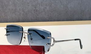 Rimless Sunglasses Squared Silver Blue Gradient Women Men Shades Sonnenbrille gafa de sol UV400 Protection Eyewear With Case
