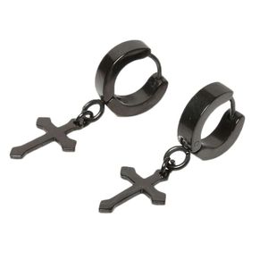 Dangle & Chandelier Punk Men Ear Stud Circle Round Cross Earrings For Small Crucifix Cuff Earings Stainless Steel Hip Hop Male Jewelry 1Pcs