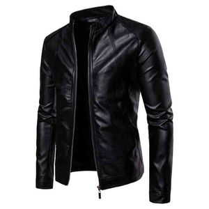 Mens Biker Moto Jacket Stand Collar Motorcykel Faux Leather Casual Jackets Fashion Man Black Pu Jacket med långa ärmar stor storlek 5xl L220725