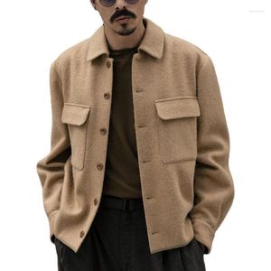 Мужские куртки модная куртка Mens осень зима 2022 отворотная лацка. Повседневные сплошные карманы с длинным рукавом верхняя одежда плюс размер мужчина