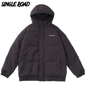 SingleRoad Men's Cotton Padded Jacket Winter Coat Parka Bombers Solid Windproof Hip Hop Streetwear Male Jacket For Men 201209