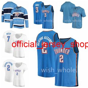 2021 Koszulki do koszykówki Shai Gilgeous-Alexander Jersey Darius Bazley Luguentz Dort Szyte Size S-XXXL Oddychający Szybki Suchy Biały Czarny