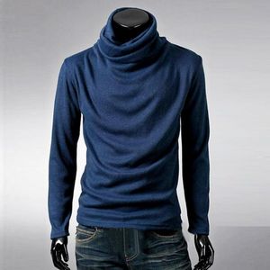 Men's T-Shirts Men Base Shirt Solid Color Pile-up Collar Pullovers Elastic Soft Turtleneck Slim Long Sleeve Winter Shirts For Inner Wear