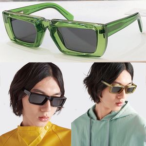 Official Website New Occhiali Runway Rectangular Acetate Sunglasses SPS24 Men Women Bridge Zone Reinterprets the Brand's Historic Triangle Logo with Original Box