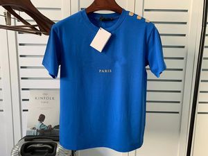 レディースシャツデザイナーシャツレディース半袖 Tシャツトップ女性服ファッション夏赤青ヒップホップポロボタン文字 Tシャツ綿クルーネック