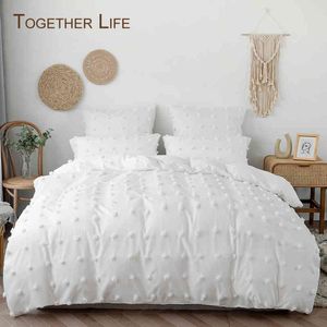 Conjunto de cama branca Design Design de colcha chique com travesseiro 3d tufado sem lençol rainha rei 2/3pcs meninas macias
