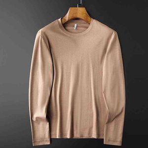 Minglu 100% Cotton Male T-shirts Luxury Long Sleeve Liquid Ammonia Mercerization Mens T-shirts Slim Fit Casual Man T-Shirts 4xl T220808