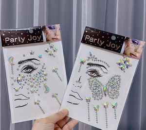 Beauty Fashion Face Eye Sticker Body Gems Jewel Rhinestone Pearl Self Adhesive Crystal Makeup Diamonds for Festival Party Accessory and Nail Art Decorations 7.5inch